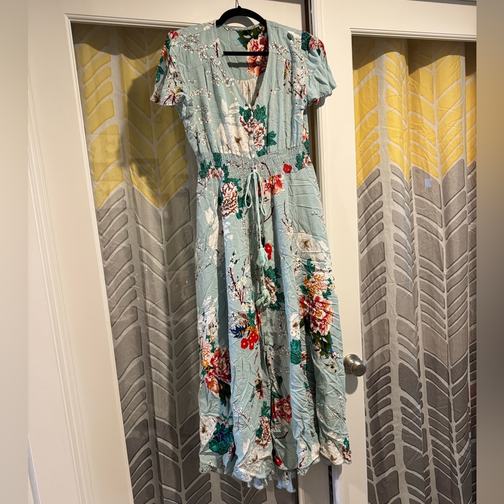 Summer green floral dress